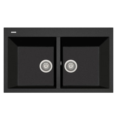 Latoscana Elegance Series Double Basin Drop-In Kitchen Sink Kitchen Sinks Latoscana Black Metallic